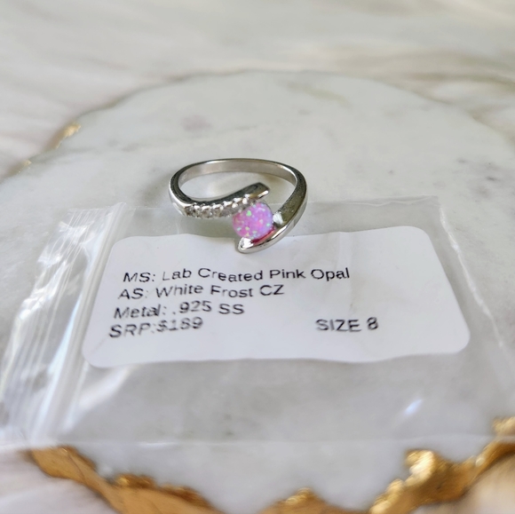 NWT Ryze Lab-Created Pink Opal & White CZ .925 Sterling Silver Ring - Size 8 - Picture 4 of 9